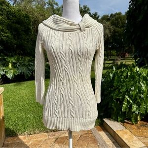 WHBM White with Silver/Gold Threaded Sweater